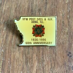 VFW Post‎ 3455 Anna Illinois 1936-1996 60th Anniversary Lapel Pin Brooch